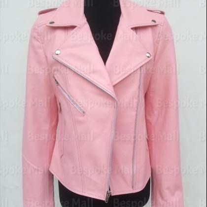 Handmade Women Full Pink Brando Style Zipper..